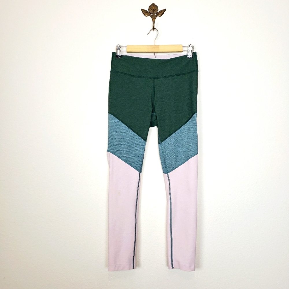 Outdoor Voices Springs 7/8 Leggings Green Pink Colorblock Medium